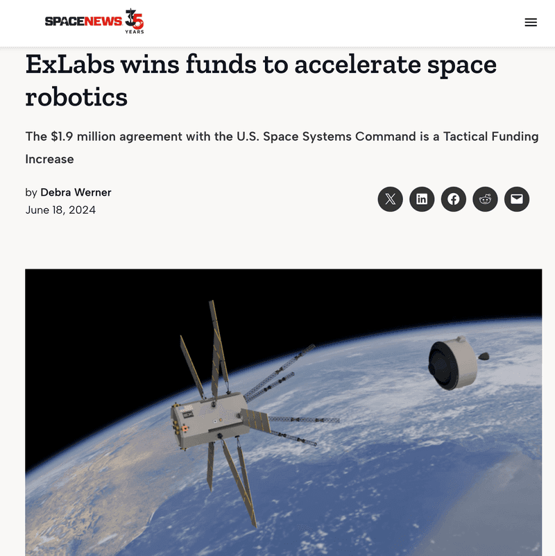ExLabs Wins Funds to Accelerate Autonomous Spacecraft Robotics System 